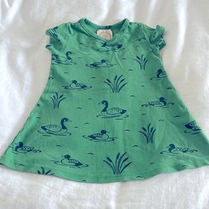 The Beaufort Bonnet Company navy blue duck green dress. Size 2T